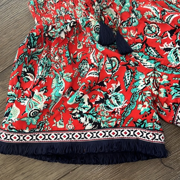 Bela & Nuni girls red floral shorts with fringe bottoms - Picture 7 of 11